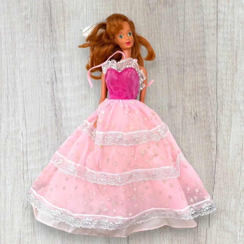 Vintage Mattel Barbie Redhead Doll Pink Gown 1966 Made In China Doll